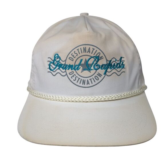 Grand Rapids Destination Slideback Rope Hat White One Size Adjustable - Picture 1 of 8